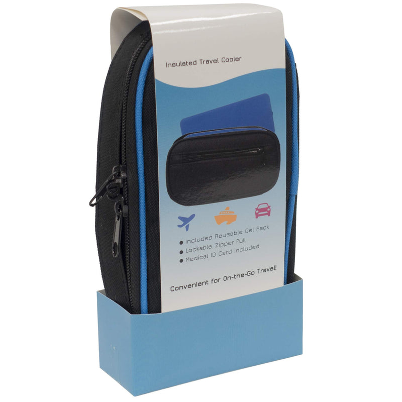 [Australia] - Creative Outdoor Medical Travel Case | Diabetic Insulin Cooler | Insulated Bag with Reusable Freezer Gel Pack and ID Card | Black/Blue 