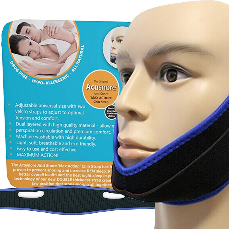 [Australia] - Acusnore Stop Snoring Anti Snore MAX Action Jaw Chin Strap Belt Apnea Solution New Comfort Fit Double Strap Design for Maximum Action 