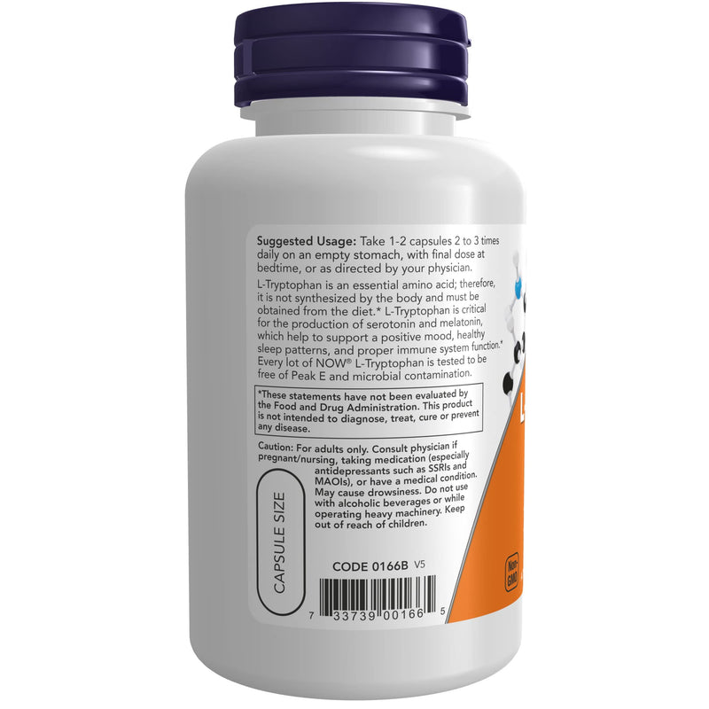 [Australia] - NOW Supplements, L-Tryptophan 500 mg, Encourages Positive Mood*, Supports Relaxation*, 60 Veg Capsules 