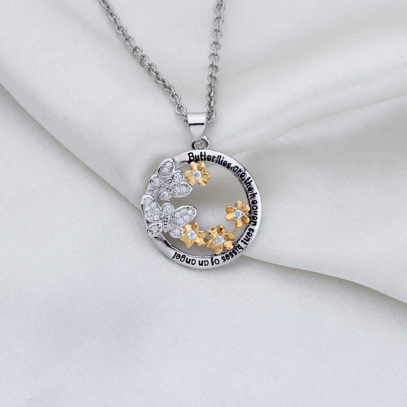 [Australia] - AKTAP Memorial Butterfly Necklace Sympathy Gift Butterflies are The Heaven Sent Kisses of an Angel in Memory of Gift for Her Butterfly Necklace 