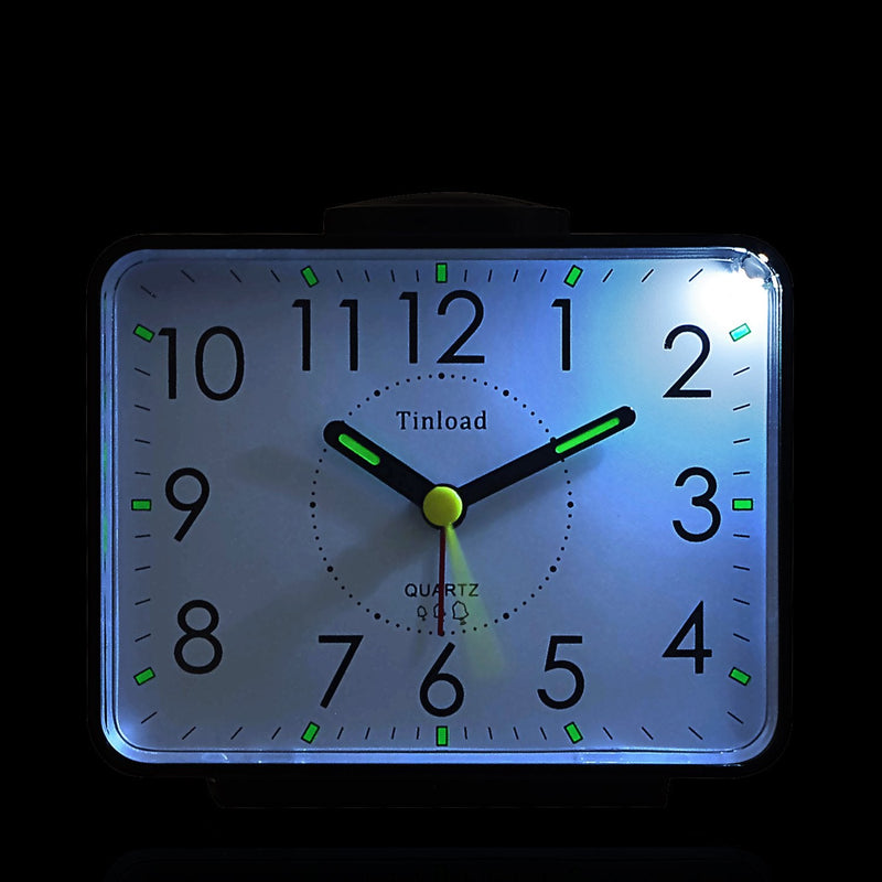 [Australia] - 4" Loud Crescendo Bell Alarm Clock Silent No Ticking,Snooze,Nightlight,Battery Operated,Easy Set(Black) Black 
