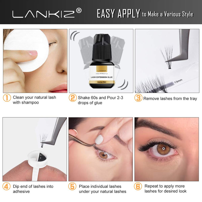 [Australia] - LANKIZ-DIY-Eyelash-Extension-Kit, DIY Lash Extensions at Home with Self Application Eyelash Glue, Individual Eyelashes Kit with Glue for Makeup 85 Count (Pack of 1) 