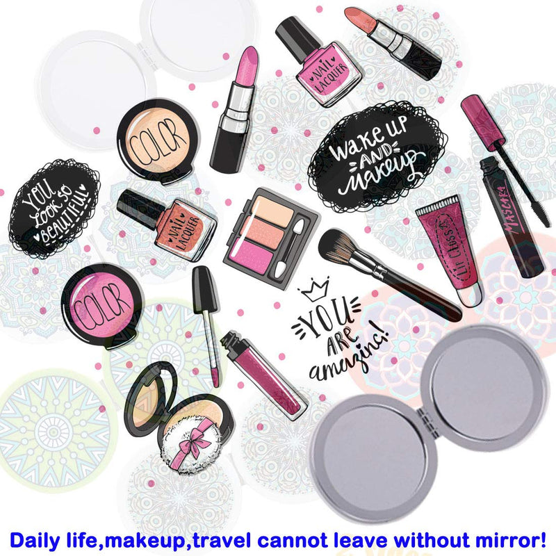 [Australia] - Beaufy Magnifying Travel Makeup Compact Mirror Handheld Mini Pocket Purse Folding Portable Small Mirrors Bulk - Dual Beauty Mirrors for Women Girl Lady Men - Embossing Mandala Mixed Designs - 6 Pack 