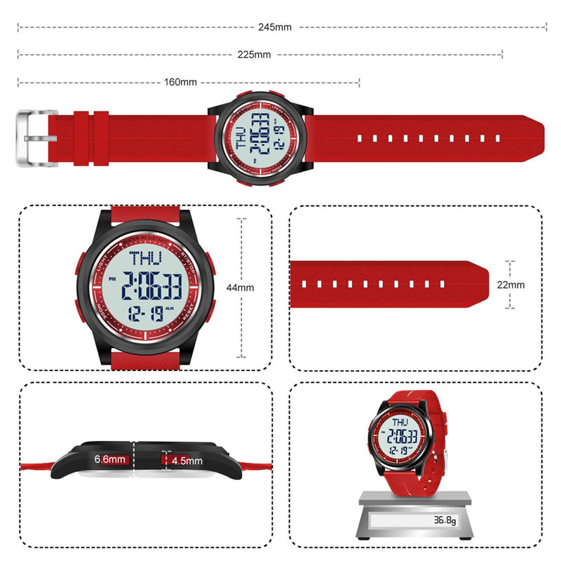 [Australia] - Beeasy Digital Watch Waterproof with Stopwatch Alarm Countdown Dual Time, Ultra-Thin Super Wide-Angle Display Digital Wrist Watches for Men Women Red 