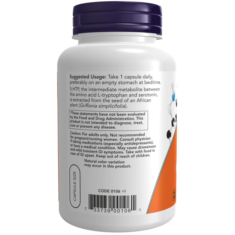 [Australia] - NOW Supplements, 5-HTP (5-hydroxytryptophan) 100 mg, Neurotransmitter Support*, 120 Veg Capsules 