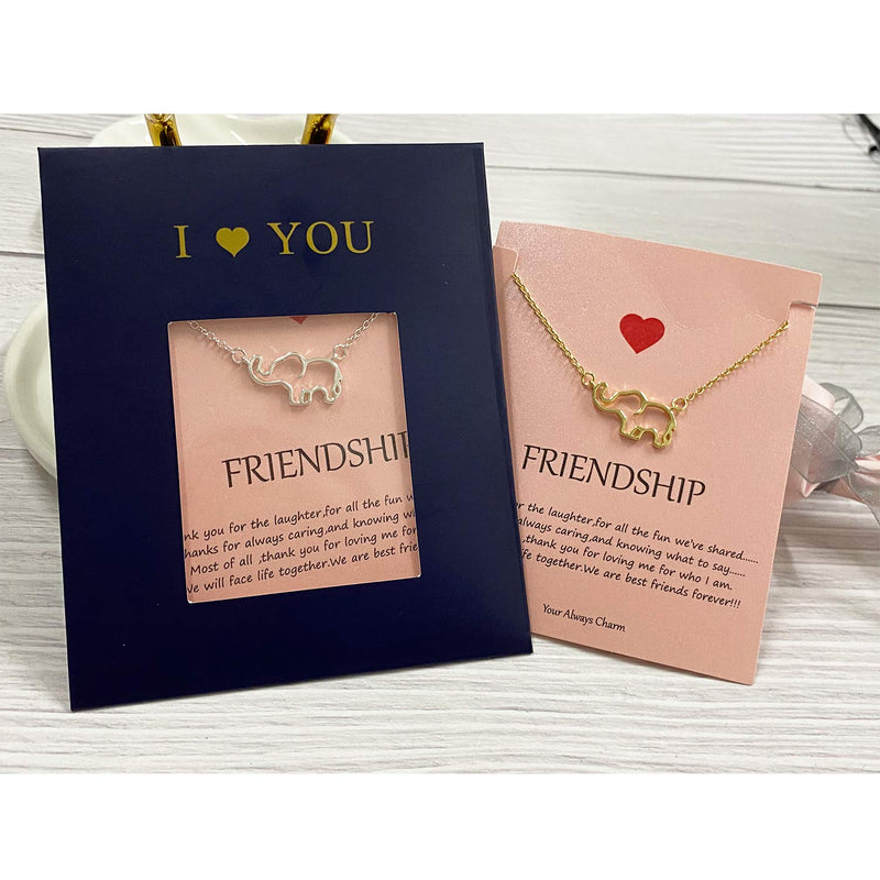 [Australia] - Your Always Charm Best Friend Necklaces for 2 Antler Butterfly Elephant Mountain Friendship Necklace C:elephant gold&silver 