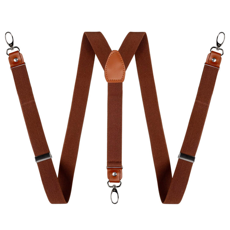 [Australia] - Alizeal Mens 1 Inch Suspender with Leather Joint and 3 Swivel Hooks Coffee 43.7"(L)*1"(W) 