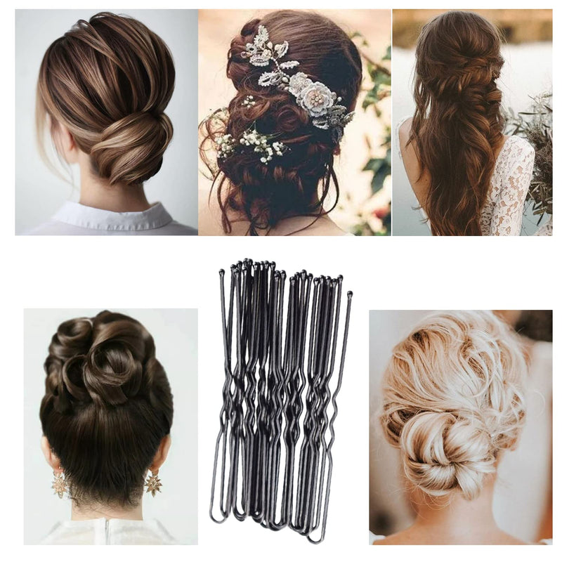[Australia] - 200PCS Hair Pins for Buns,Black Hair Grips U Shape Bobby Pins, Bun Clips for Long Hair Thick Hair, Hair Accessories for Women Bun Maker for Wedding, Bride,Hairdressing, with Storage Box (Black) Black 