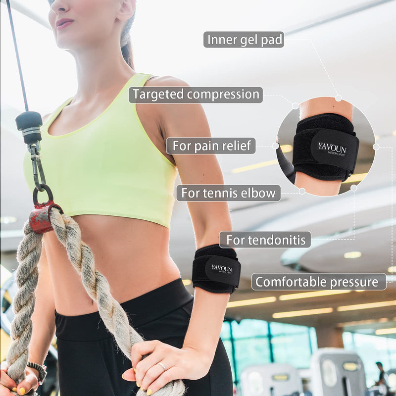 [Australia] - Tennis Elbow Brace Tendonitis Treatment, Adjustable Elbow Strap Support Brace - Acupressure Elbow Brace, Provides Comfortable Compression for Elbow Pain Relief （Black, S-M) Black Small/Medium (Pack of 1) 
