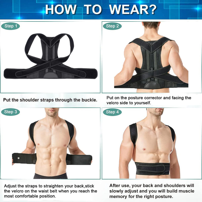 [Australia] - Newest Back Brace Posture Corrector for Men and Women Adjustable Posture Correction Prevent Scoliosis, Improve Hunchback,Providing Pain Relief from Neck, Shoulder and Upper Back S/(24"-30") S/(24"-30") 