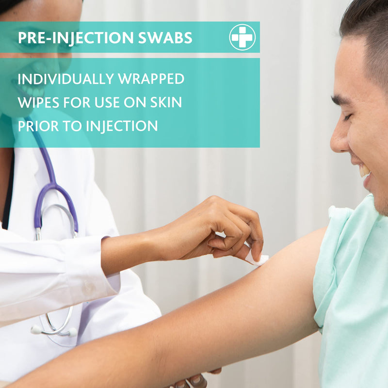 [Australia] - RELIANCE MEDICAL Pre-Injection Swab Wipes - Pack of 100 Individually Wrapped Medical Skin Cleaning Wipes with 70% Isopropyl Alcohol,White 