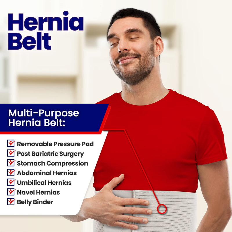 [Australia] - Hernia Belt for Men and Women – Beige Abdominal Binder Belly Band For Umbilical Hernias & Navel Belly Button Hernias With Compression Pad For Hernia Support and Stomach Hernia Brace Pain Relief (L/XL) Large/X-Large (Pack of 1) 
