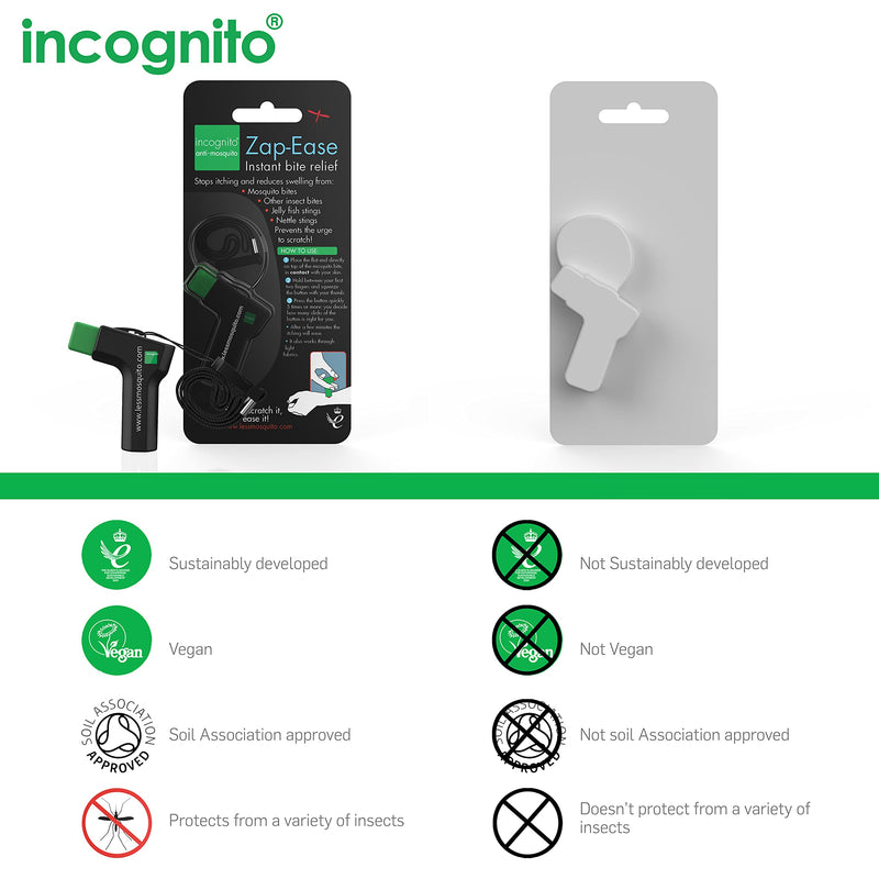 [Australia] - INCOGNITO Zap Ease Electronic Insect Sting & Bite Relief for Up to 1,000 Bites - Works on Mosquito, Bug & Biting Insects - That Can Be Used at Home & for Travels, Black, 25 g 