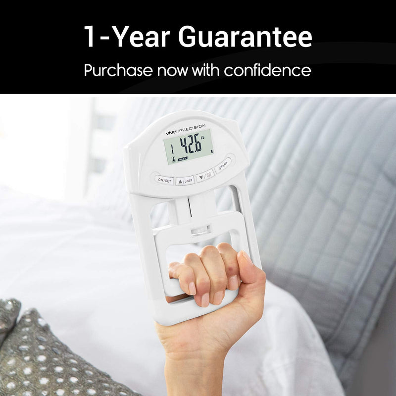 [Australia] - Vive Precision Grip Strength Tester - Dynamometer Trainer For Hand Measurement - Digital Gripper Meter For Forearm, Finger Measuring Or Training - Gripping Strengthener For Athletes, Home, Car, Clinic White 