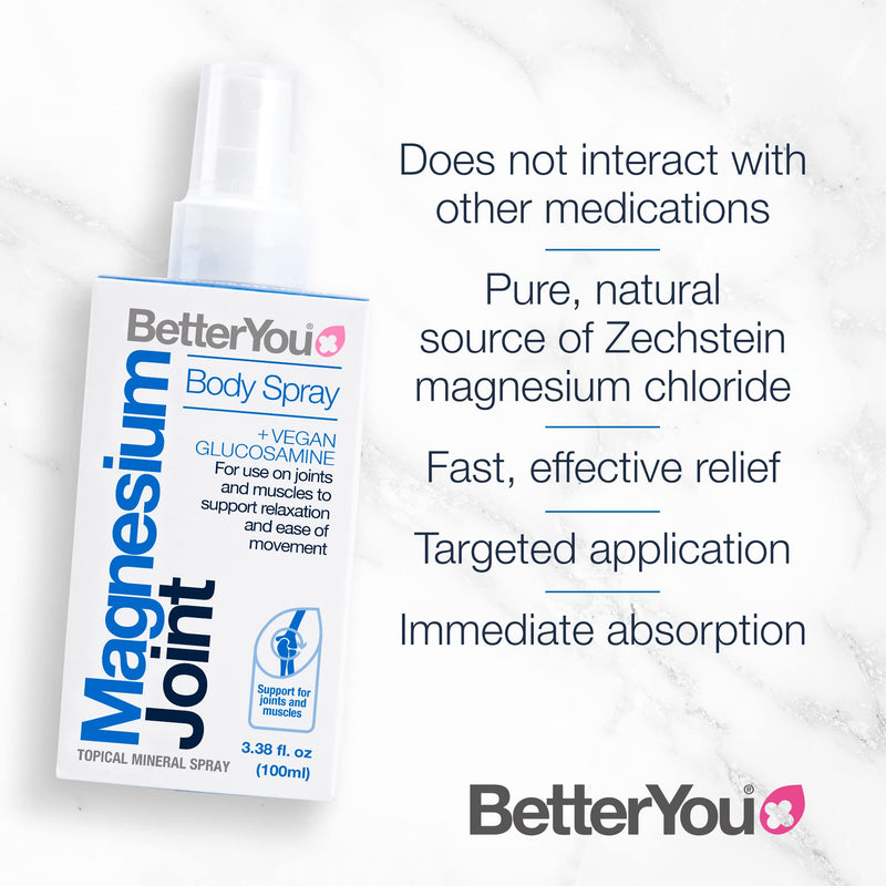 [Australia] - BetterYou Magnesium Joint Body Spray | + Vegan Glucosamine | Effective Support For Joints And Muscles | Supports Relaxation | Palm Oil Free | 100ml (600 Sprays) 
