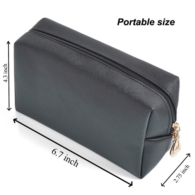 [Australia] - PU Leather Cosmetic Bag for Women Girls Minimalism Makeup Bag for Daily Use Portable Storage Purse Small Neat Cosmetic Pouch Water-resistant Toiletry Bag for Travel(Black) Black 