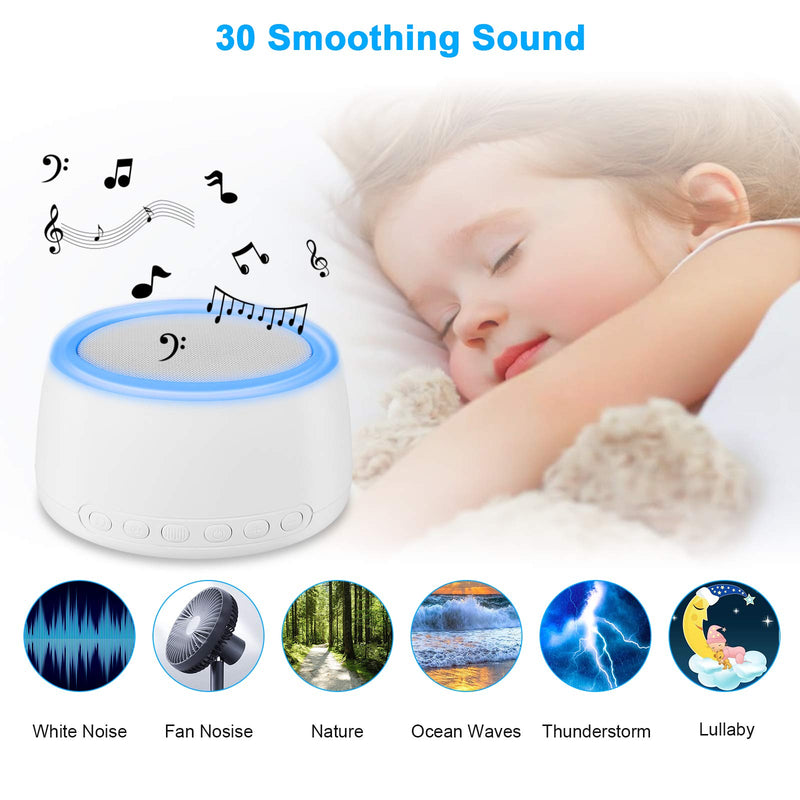 [Australia] - Sound White Noise Machine with 30 Soothing Sounds and Night Lights with Memory Function Powered by by AC or USB for Sleeping Relaxation Sound Therapy for Baby Kids Adults 