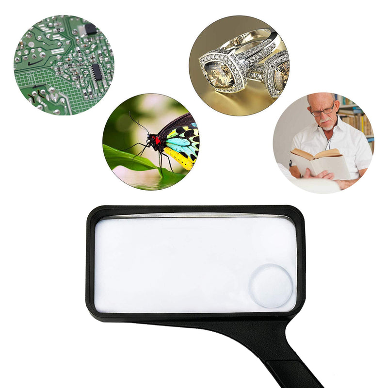 [Australia] - Rectangular Large Magnifying Glass Higher Magnification Macular Degeneration Magnifier Glass Lens Reading Small Print Bonus Cleaning Cloth Card Magnifier MagDepo 