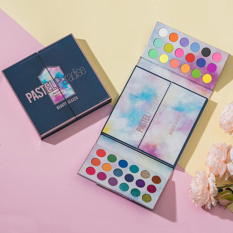 [Australia] - 105 Colors Makeup Eyeshadow Palette with Matte Blush Makeup Set, 5 in 1 Pastel Paradise Palette Neon Glitter Rainbow Shimmer Matte Eye Shadow Powder Long Lasting Blendable Make Up Pallet Gift Set 