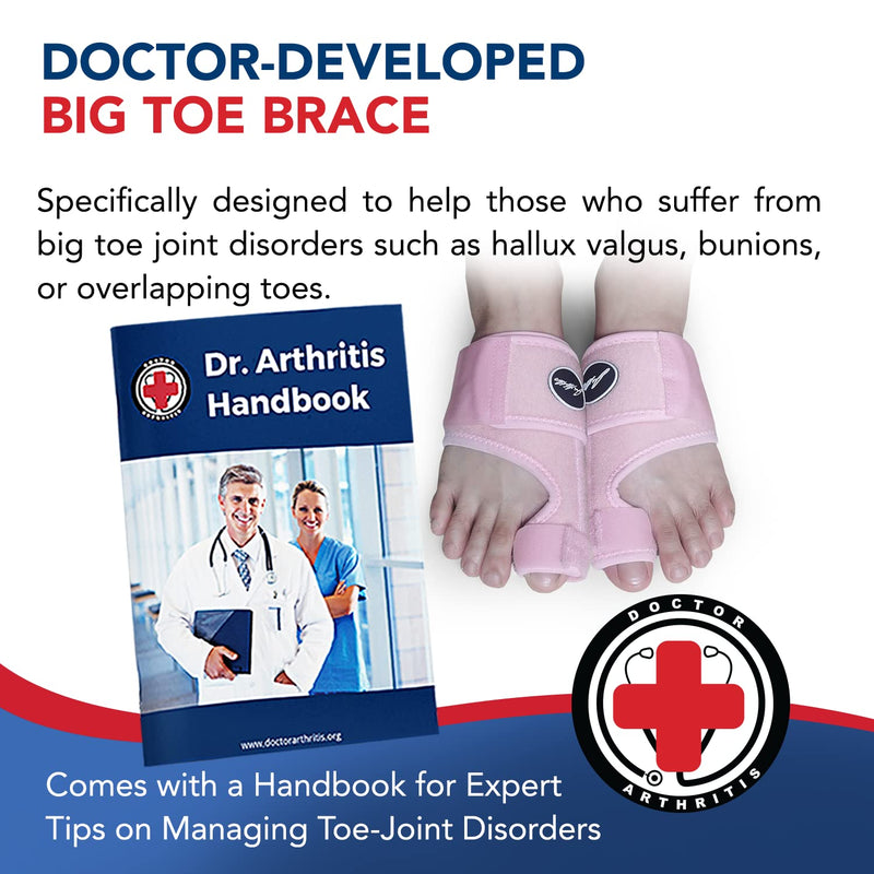 [Australia] - Toe Straightener Foot Brace - Adjustable Foot Wrap and Big Toe Brace to Correct Toes - Bunion Corrector for Men & Women by Dr Arthritis (Pink) Pink 
