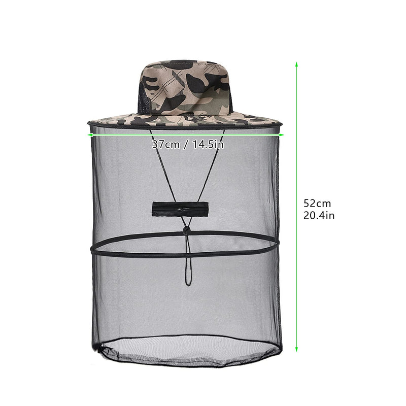 [Australia] - Mosquito Hat with Removable Netting Midge Mosquito Head Net Hat Face Neck Protection Head Cover for Beekeeper Hiking Fishing Camping Grey 