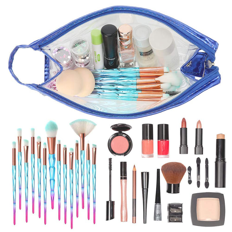 [Australia] - 7 Packs Transparent Waterproof Cosmetic Bag with Zipper, Qkurt Portable PVC Clear Cosmetic Makeup Bag Pouch for Vacation, Travel, Bathroom| Fashion Practical Transparent Toiletry Bags 