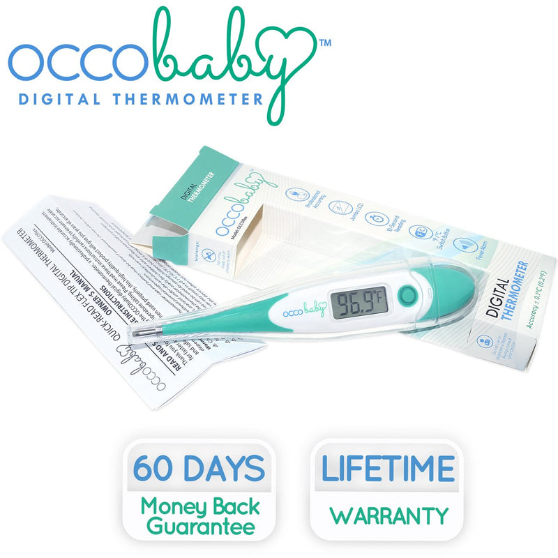 [Australia] - OCCObaby Clinical Digital Baby Thermometer - LCD, Flexible Tip, 10 Second Quick Accurate Fever Read Rectal Oral & Underarm Thermometer for Kids - Waterproof Baby Thermometer for Infants & Toddlers OCCOflex 