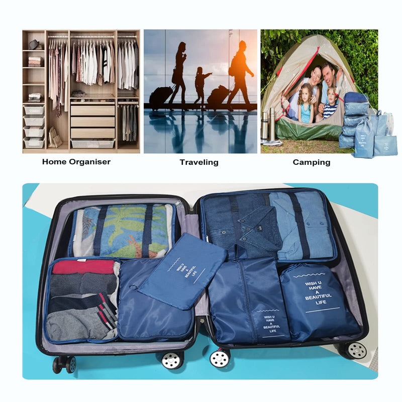 [Australia] - Packing Cubes for Suitcase, Travel Organiser Bags, Essential Travel Accessories Compression Storage for Clothes, Shoes, Cosmetics, Toiletries (10 Pack, Navy Blue) 