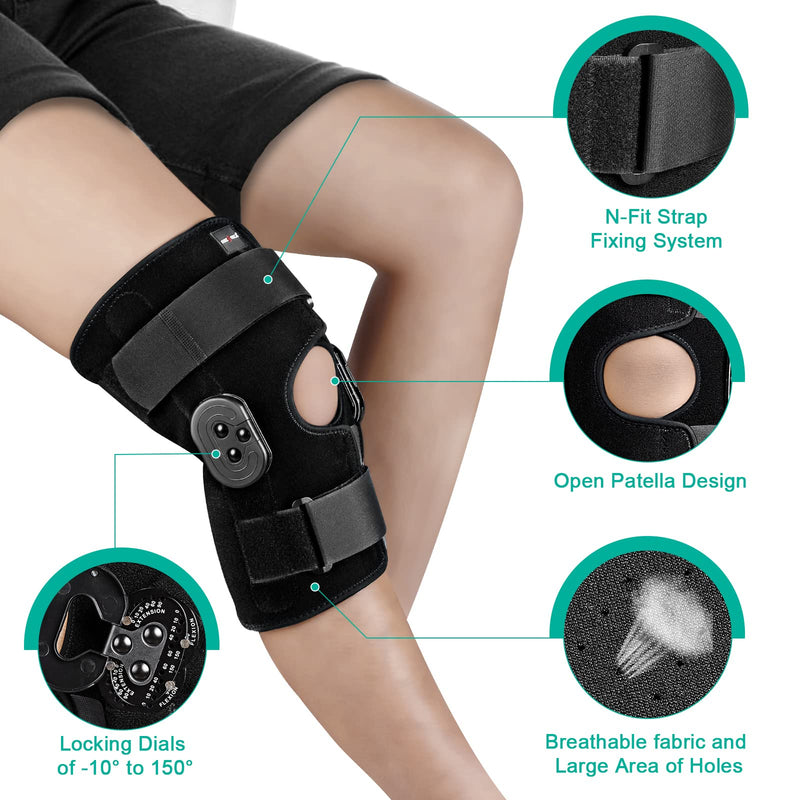 [Australia] - NEENCA Hinged Knee Brace, Adjustable Knee Immobilizer with Side Stabilizers of Locking Dials, Medical ROM Knee Brace Support for Knee Pain, Arthritis, ACL,PCL, Meniscus Tear, Injuries/Post OP Recovery 