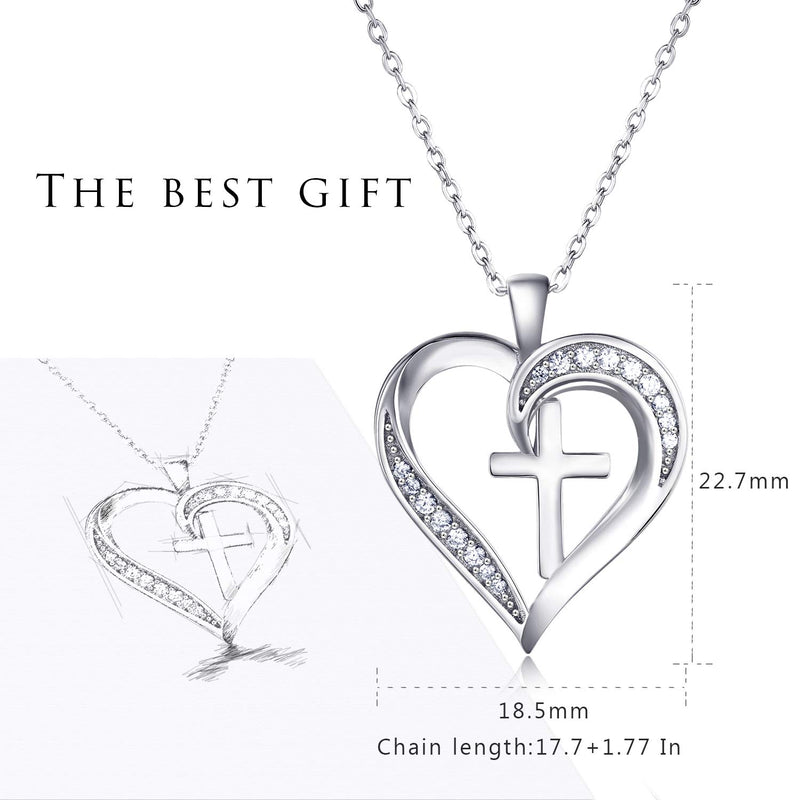 [Australia] - Van Chloe Women 925 Sterling Silver Heat Necklace Cubic Zirconia Diamond Pendant White Gold Plated Jewelry Gift for Women Girls 17.7''+1.77'' 