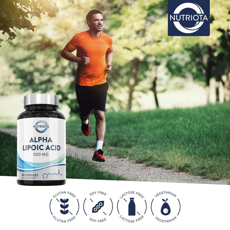 [Australia] - Alpha Lipoic Acid (ALA) 500 mg | 180 High-strength Vegan Capsules | Helps Reduce Inflammation, Control Maintenance of Normal Blood Sugar Levels and Nervous System Health 