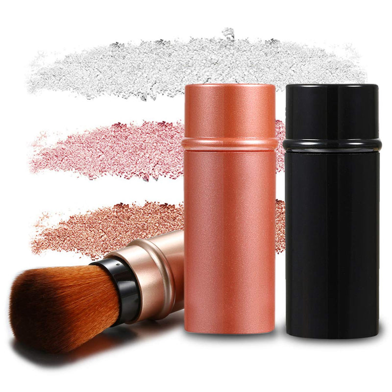 [Australia] - Vtrem Kabuki Foundation Brush Retractable 3 Colors Red Black Brown Professional Travel Brushes Blush Small & Soft Makeup Tool for Mineral Powder, Contouring, Cream Red/Black/Brown Retractable Blush Brush *3 
