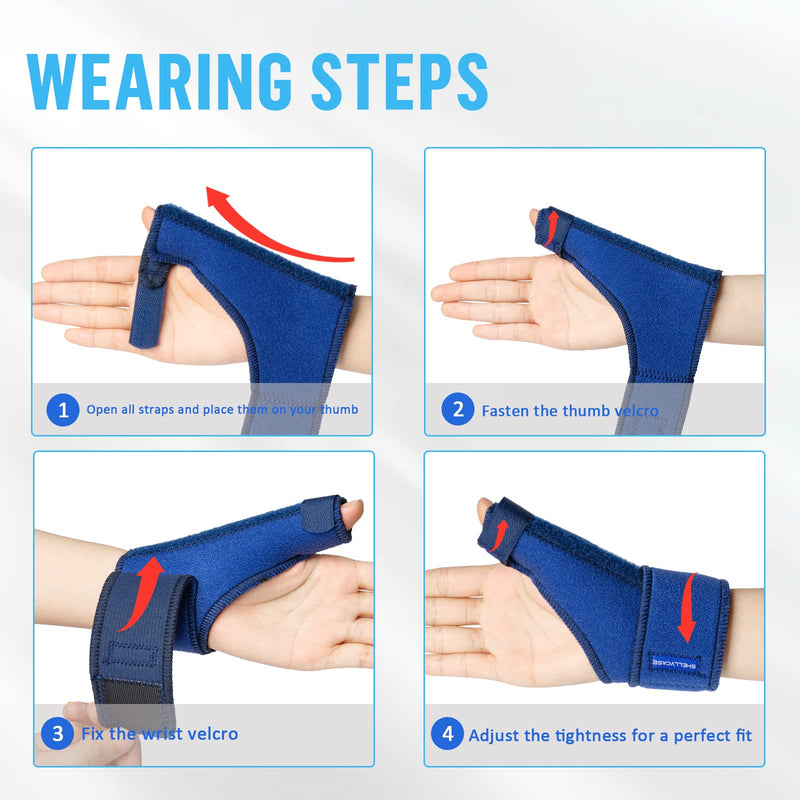 [Australia] - Thumb Splint, Shellvcase Reversible Thumb Brace Fits Left Right Hand Women and Men, Thumb Spica Splint for Pain Relief, Arthritis, Tendonitis, Sprained and Carpal Tunnel Supporting (Blue) Blue 