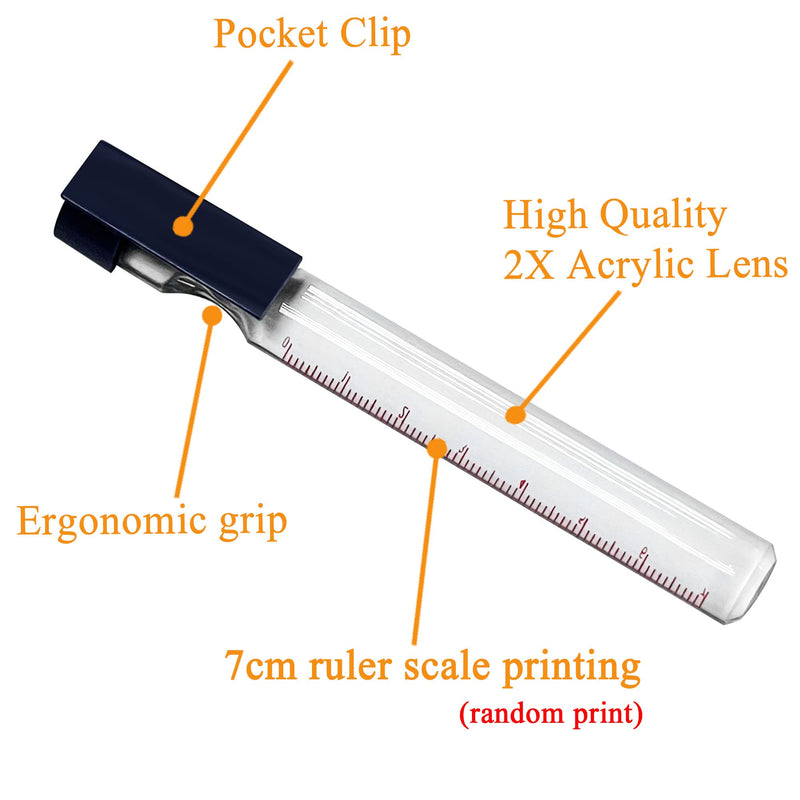 [Australia] - MagDepo 2X Bar Magnifier with Color Guiding Line 1 Bonus 2X Stick Bar Magnifier with Clip Magnifying Glass for Reading Books, Magazine, and Small Print 