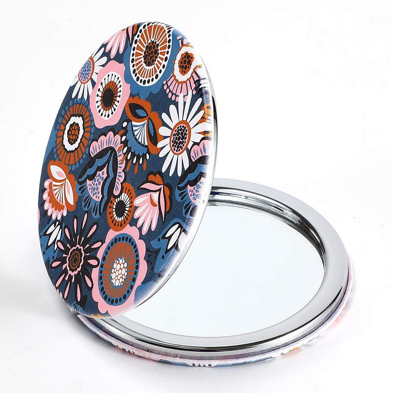 [Australia] - Dynippy Compact Mirror Round Pu Leather Makeup Mirror for Purses Small Pocket Mirror Portable Hand Mirror Double-Sided with 2 x 1x Magnification for Woman Mother Kids Great Gift - Art 