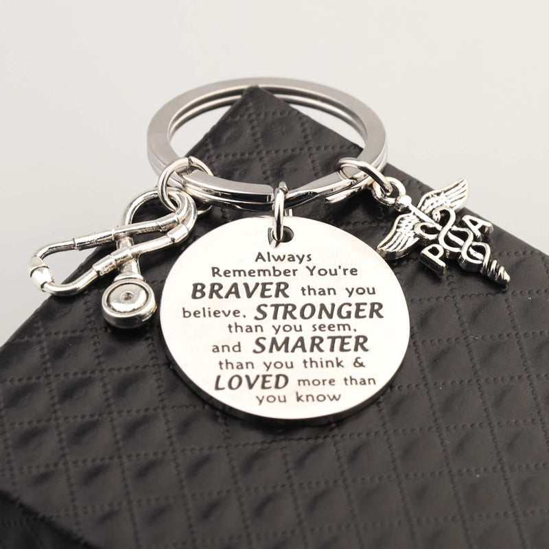 [Australia] - Physicians Assistant Gifts PA Keychain Physician Assistant Graduation Gift PA Student Inspiration Gifts You are Braver Stronger Smarter Than You Think keychain PA 