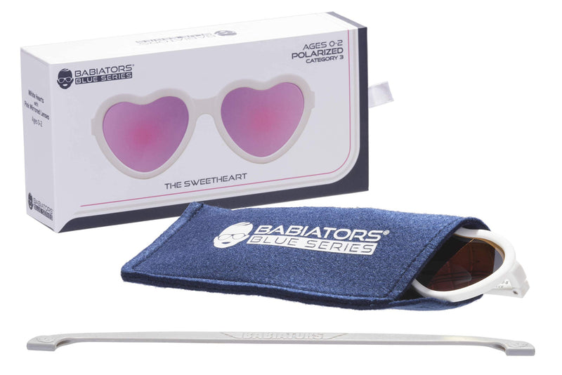 [Australia] - Babiators Blue Series Polarized UV Protection Children's Sunglasses Ages 3-5Y White Heart / Pink Mirror 