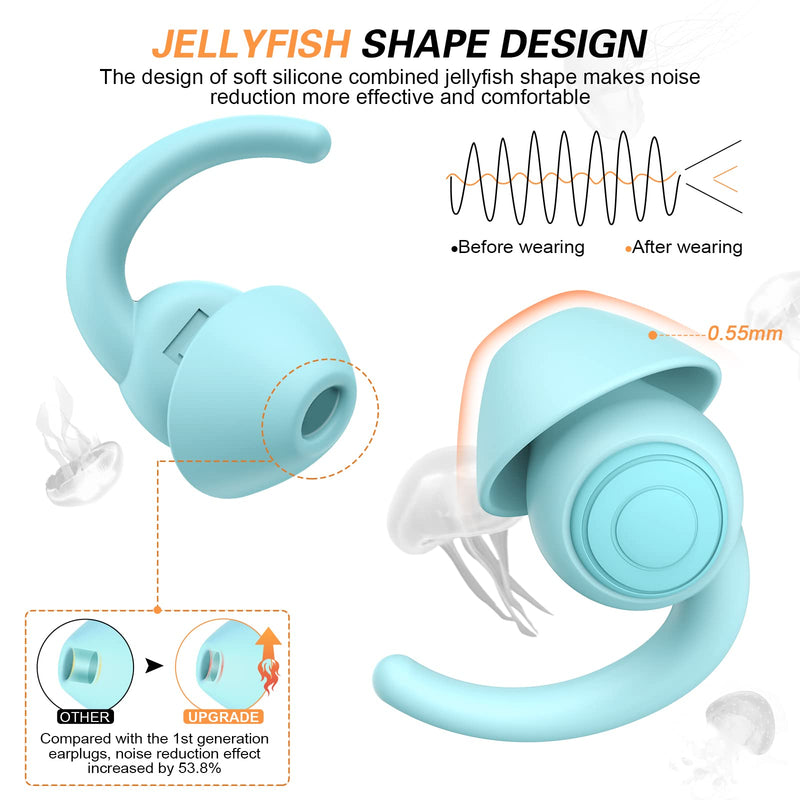 [Australia] - Ear Plugs Noise Cancelling Soft Silicone Ear Plugs for Sleep, 2pair Earplugs Sound Blocking Sleeping Reusable Noise Reduction Ear Plugs for Snoring,Sleeping,Work,Concerts,Studying and Travel(Blue) Blue 