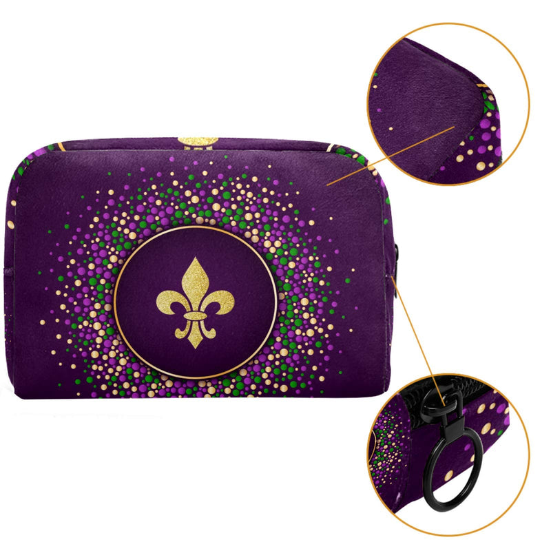 [Australia] - LEVEIS Mardi Gras Golden Glitter Fleur De Lis Small Makeup Bag Pouch for Purse Travel Cosmetic Bag Portable Toiletry Bag for Women Girls Gifts Pattern 6 