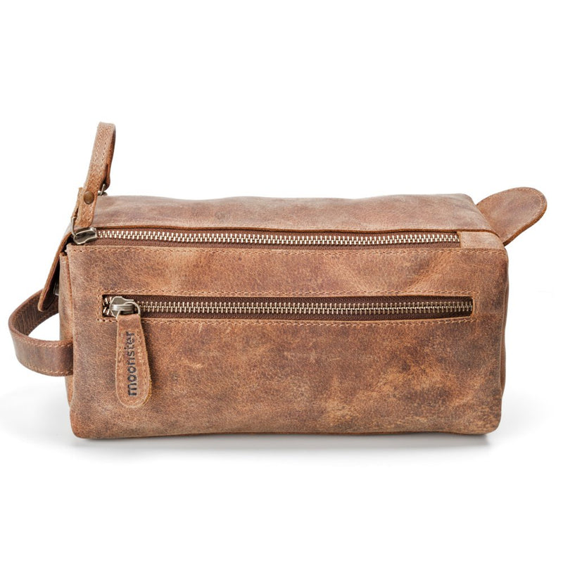 [Australia] - Leather Toiletry Bag for Men - Stylish, Practical and Thicker Than Other Bags - This Handmade Vintage Unisex Dopp Kit is Sturdy and Water Resistant - Store All Your Travel Toiletries in Style Medium Soft Brown 