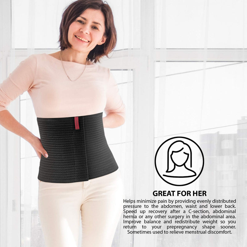 [Australia] - ORTONYX 10.25" Abdominal Binder and Umbilical Hernia Pad / Abdomen Navel Umbilical Hernia Support Belt / 524010PAD Black 3XL 
