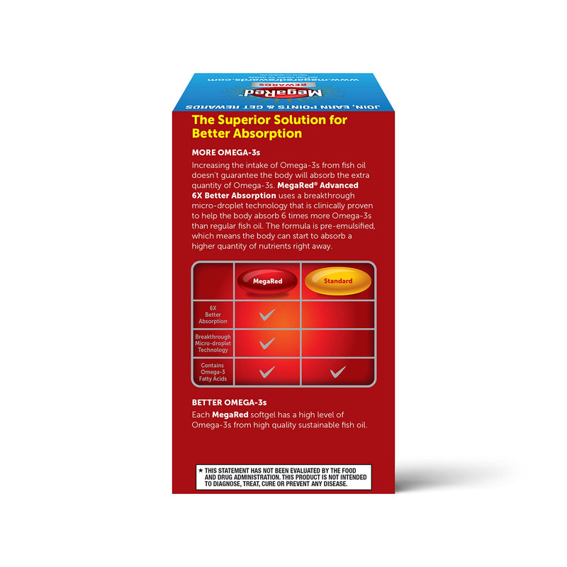 [Australia] - Omega 3 Fish Oil Supplement 800mg (per Serving), MegaRed Advanced 6X Absorption EPA & DHA Omega 3 Fatty Acid Softgels (80cnt Box), Phopholipids, Supports Brain Eye Joint & Heart Health 80 Count (Pack of 1) 
