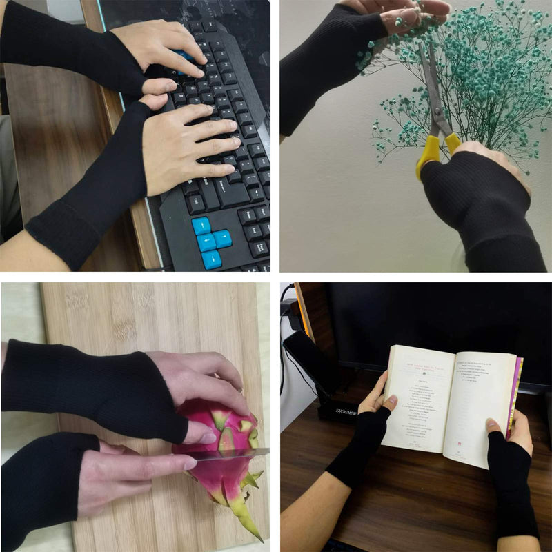 [Australia] - Wrist Thumb Compression Arthritis Gloves(1 Pair),Breathable Wrist Support Brace Fingerless Glove with Gel Thumb Injury Pads,Comfortable Carpal Tunnel Sleeve for Hand Wrist Joint Relieve Pain Black 