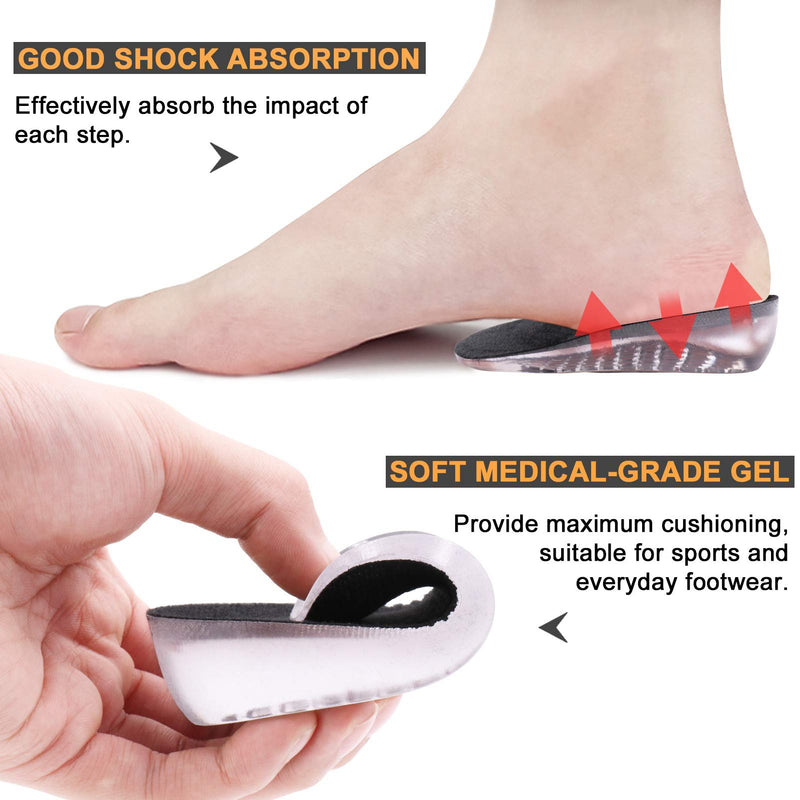 [Australia] - Ailaka Gel Height Increase Insoles 1 Pair, Invisible Shoe Lifts Inserts, Elastic Shock Absorption Heel Cushion Pads for Men & Women Small (Pack of 1) Heel Height: 2.5cm 