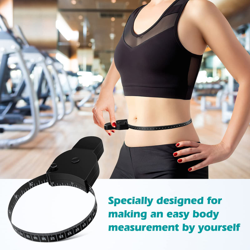 [Australia] - Body Tape Measure for Body Measuring Body Fat Measurement Tool for Weight Loss 60 Inch 150 cm (Black) 