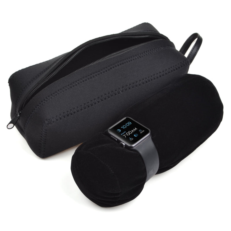 [Australia] - Cosmos Black Color Neoprene Watch and Bracelet Travel Storage Roll Bag with Black Removable Tube Velvet Holder Roll Bag-Neoprene 