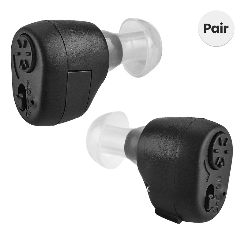 [Australia] - Digital Hearing Amplifier - In-The-Canal (ITC) Pair of In Ear Sound Amplification Devices, Audiologist and Doctor Designed Personal Sound Amplifier for Adults and Sound Enhancer Set, (Black) 