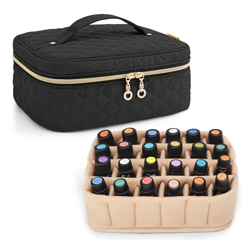 [Australia] - Yarwo Essential Oil Storage Bag for 24 Bottles(5-30ml), Travel Organizer Case for Essential Oil and Accessories, Black (Bag Only, Patented Design) Fits for 24 Bottles 