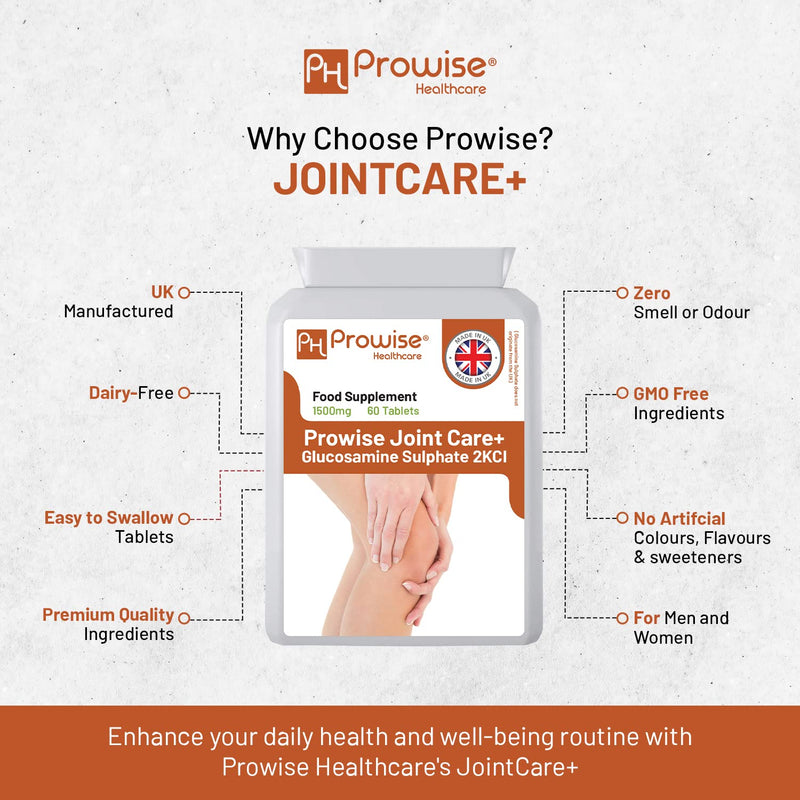 [Australia] - Glucosamine Sulphate 2KCL I Glucosamine 1500mg 60 Tablets (2 Month Supply) I High Strength Glucosamine for Joint Health I Gluten & Dairy Free I Made in The UK by Prowise Healthcare 