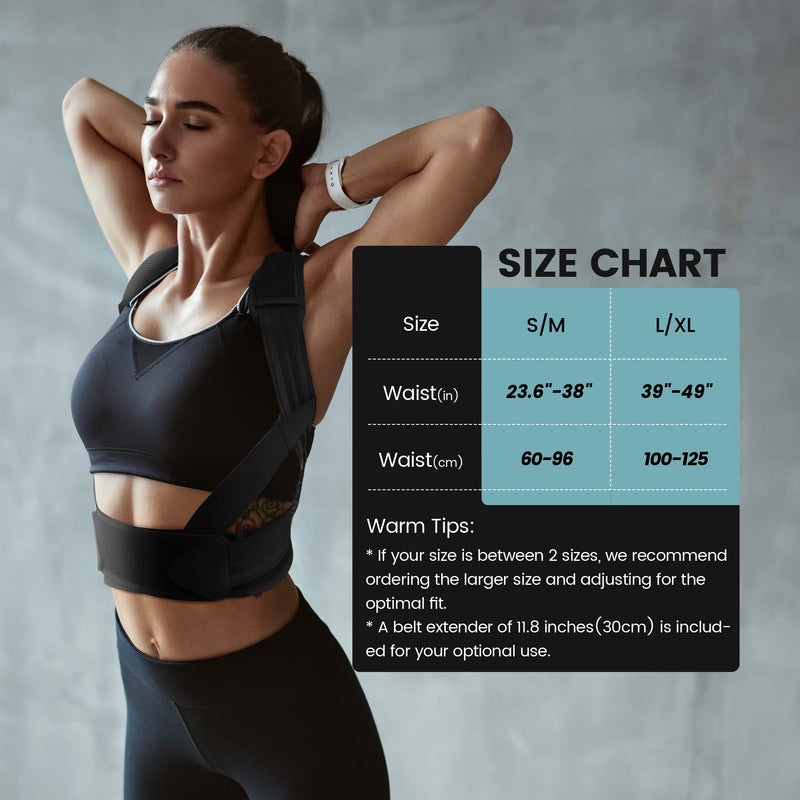 [Australia] - VANRORA Posture Corrector for Women and Men, Back Brace Fully Adjustable & Comfy, Support Straightener for Spine, Back, Neck, Clavicle and Shoulder, Improves Posture and Pain Relief S/M Small/Medium (Pack of 1) 